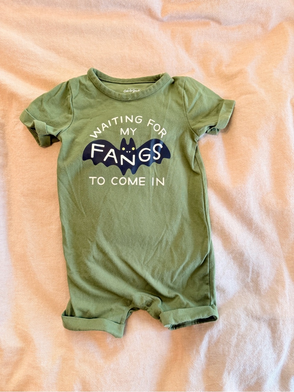 Carter's Green Baby One-Piece with Bat 'Fangs' Graphic